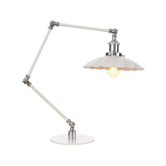 Vintage Adjustable Reading Lamp - Conical Desk Light White Metal 1 Stylish Design 8 Length Arm