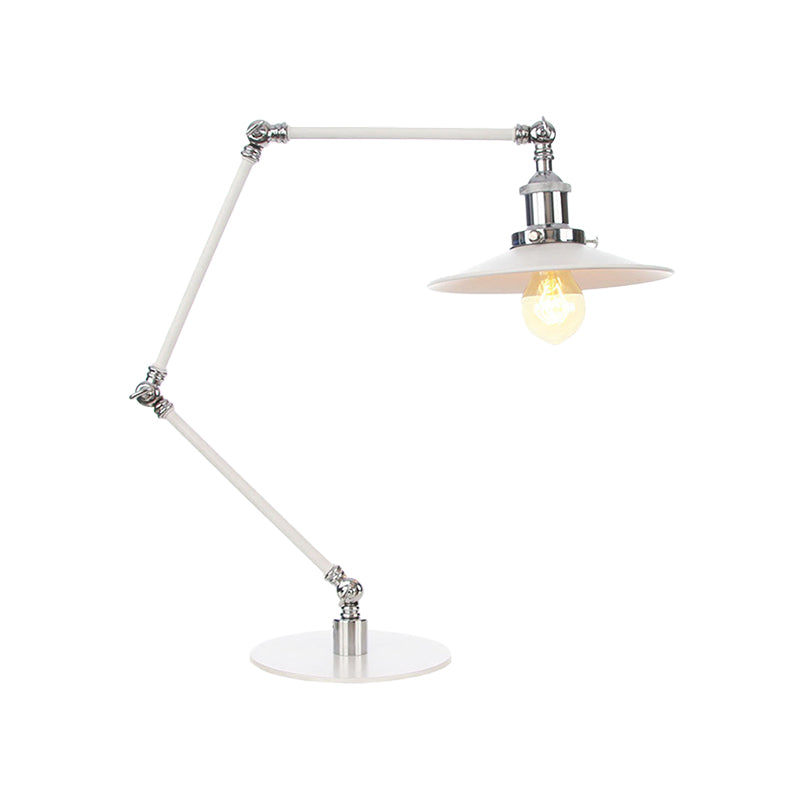 Vintage Adjustable Reading Lamp - Conical Desk Light White Metal 1 Stylish Design 8 Length Arm