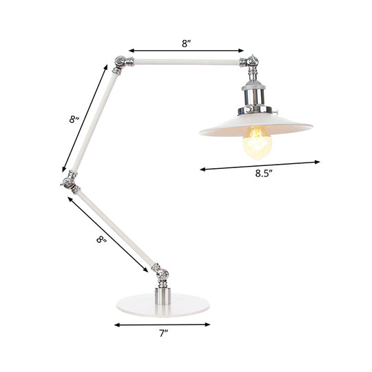 Vintage Adjustable Reading Lamp - Conical Desk Light White Metal 1 Stylish Design 8 Length Arm