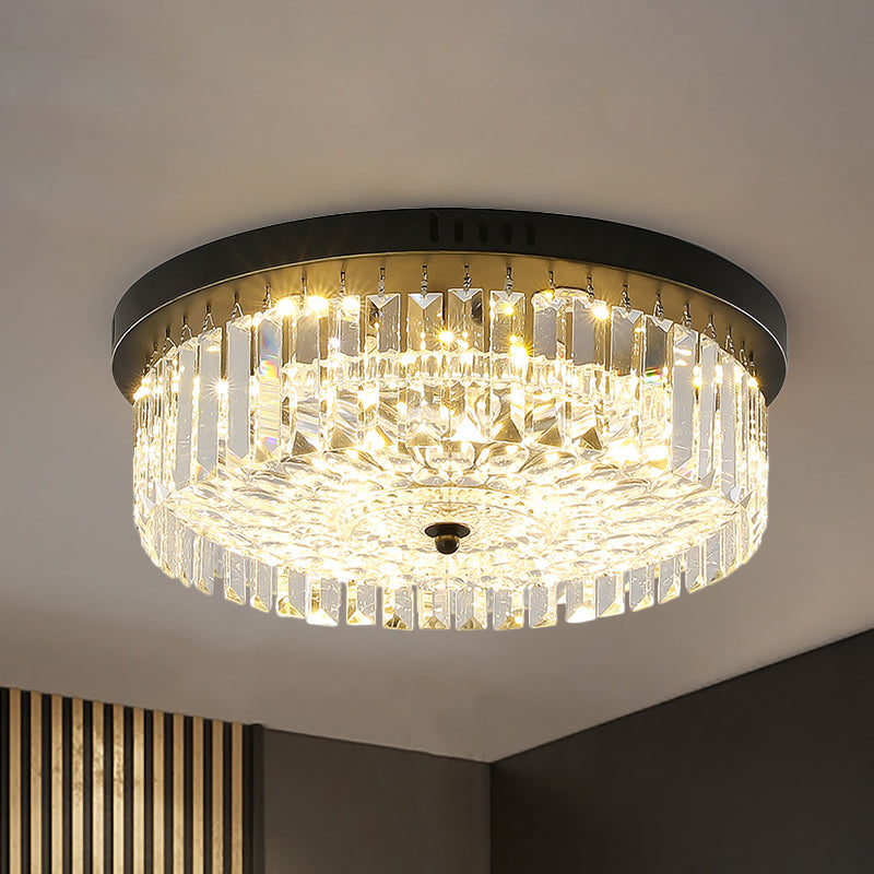 Modern Black Round Crystal Ceiling Lamp Choose From 10’/14’/18’ Widths