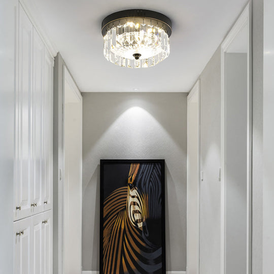 Modern Black Round Crystal Ceiling Lamp Choose From 10’/14’/18’ Widths