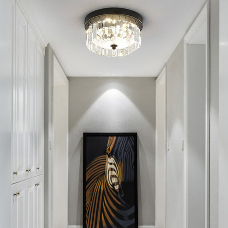 Modern Black Round Crystal Ceiling Lamp Choose From 10/14/18 Widths