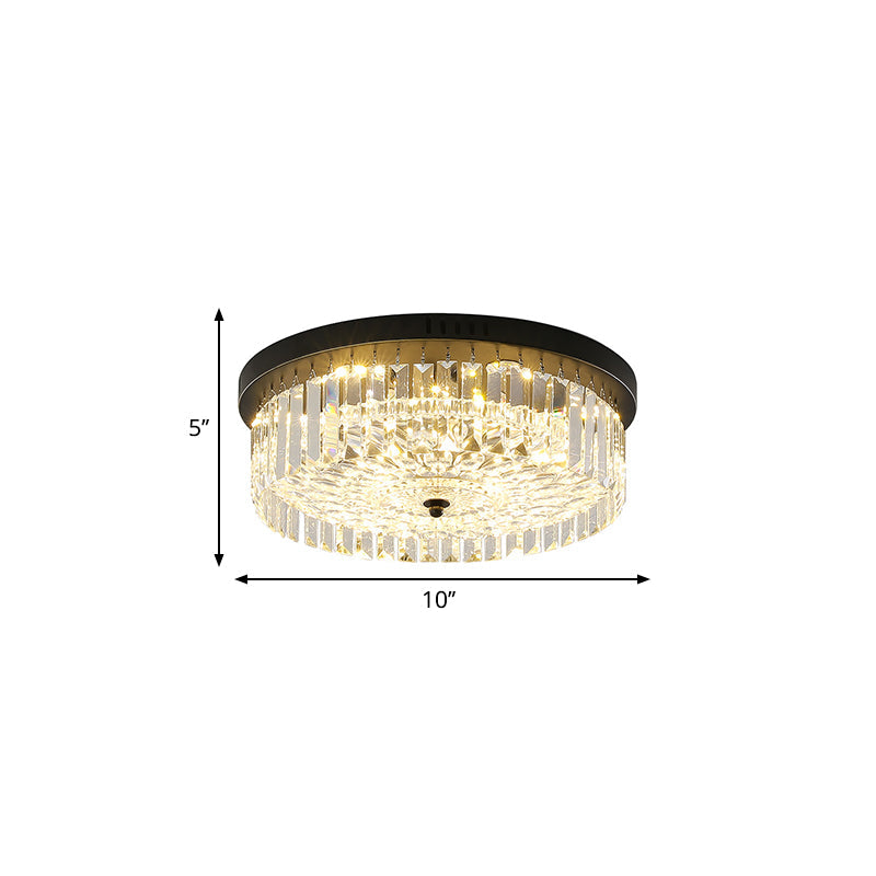 Modern Black Round Crystal Ceiling Lamp Choose From 10/14/18 Widths