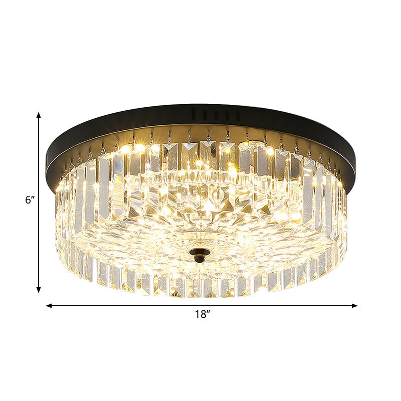 Modern Black Round Crystal Ceiling Lamp Choose From 10’/14’/18’ Widths
