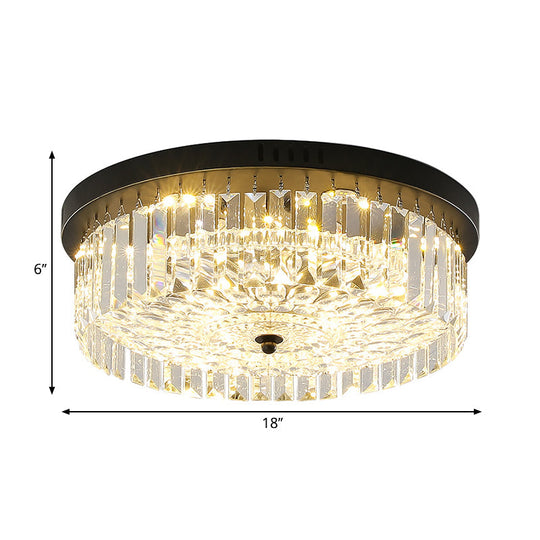 Modern Black Round Crystal Ceiling Lamp Choose From 10/14/18 Widths