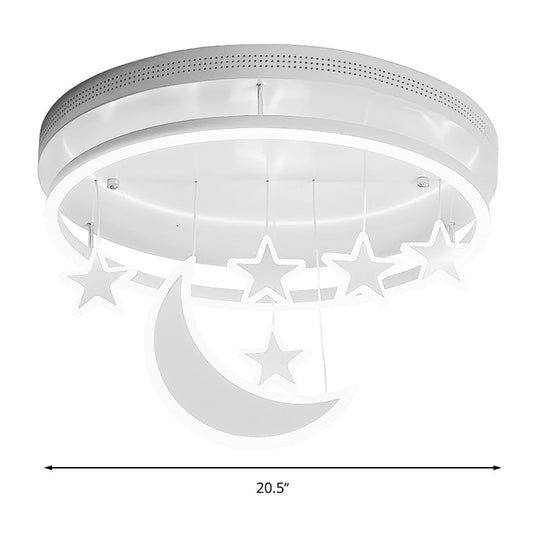 Modern Acrylic Round Flush Mount Lamp - Led Ceiling Light Fixture With Star Deco Warm/White