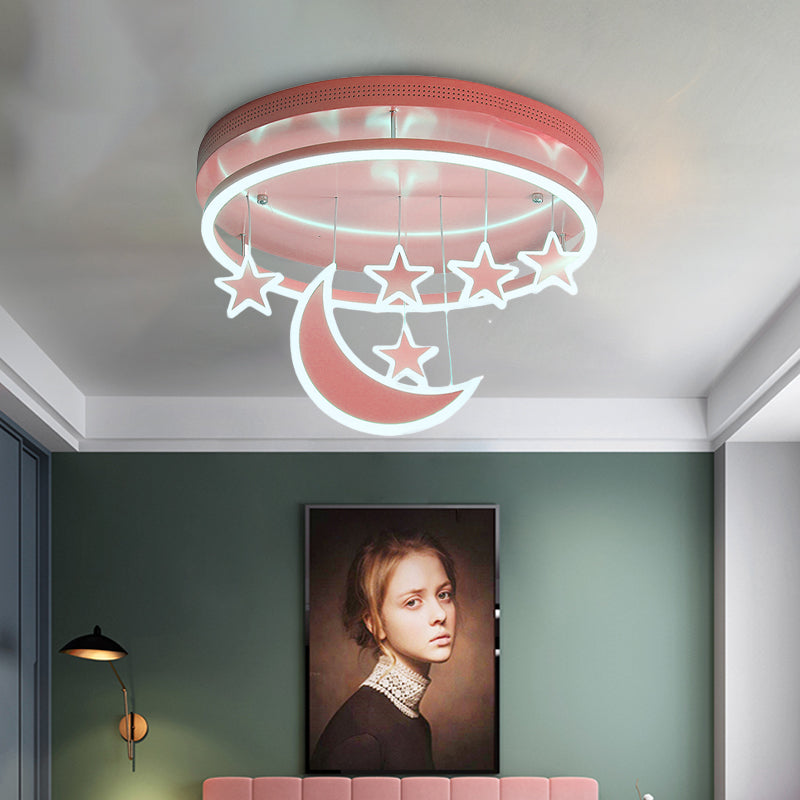 Modern Acrylic Round Flush Mount Lamp - Led Ceiling Light Fixture With Star Deco Warm/White