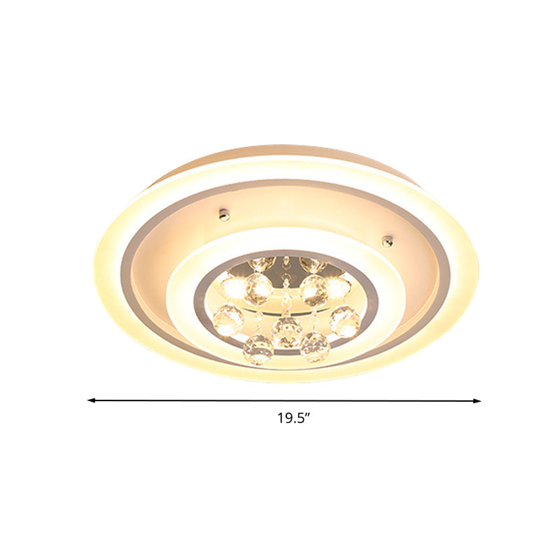Modern Crystal Ball Round Flush Mount Light With Led Ceiling Light/Remote Control Dimming -