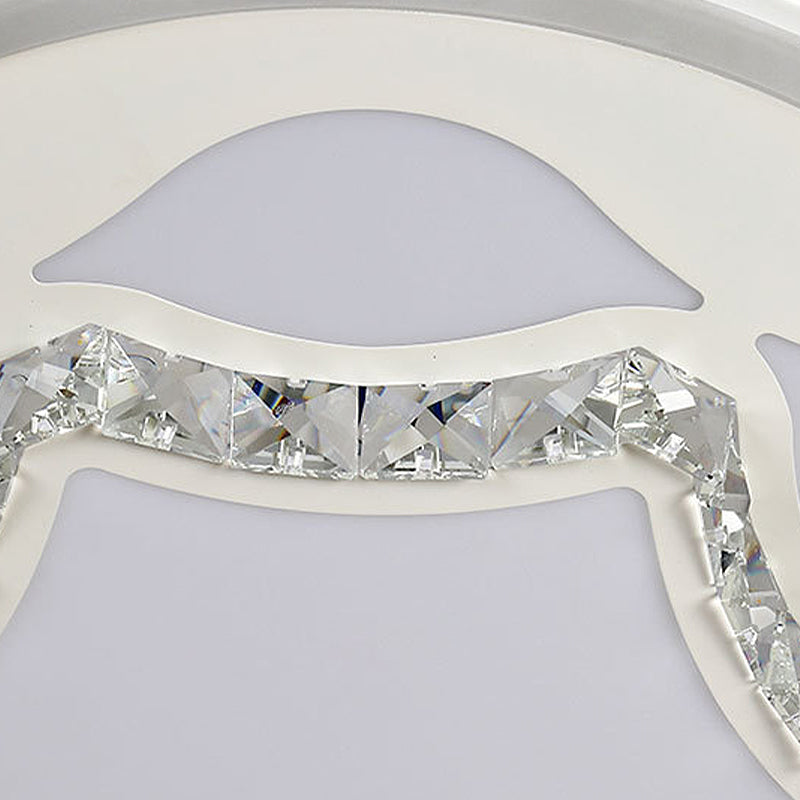 Contemporary White Led Flush Mount Ceiling Light With Remote Control Dimming - Floral Pattern 3