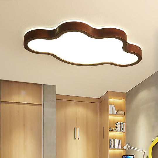 Modern Dark Brown Cloud Ceiling Lamp With Led Acrylic Flush Mount Lighting - 19.5’/25’ Width