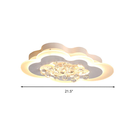 White Led Crystal Cloud Ceiling Lamp - Warm/White Light Minimalist Design 21.5/25.5 Wide