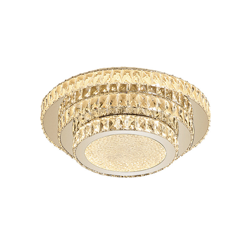 Modern White Led Flush Light Fixture - 18’/21.5’ Three - Tiered Design