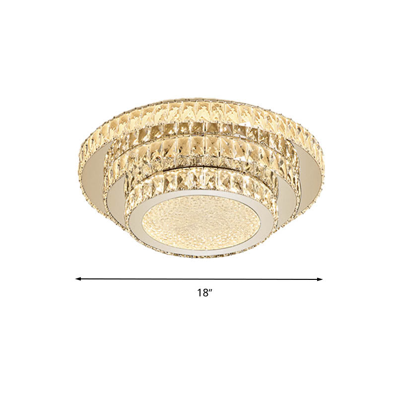 Modern White Led Flush Light Fixture - 18/21.5 Three-Tiered Design