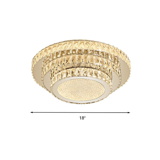 Modern White Led Flush Light Fixture - 18/21.5 Three-Tiered Design