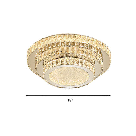 Modern White Led Flush Light Fixture - 18’/21.5’ Three - Tiered Design