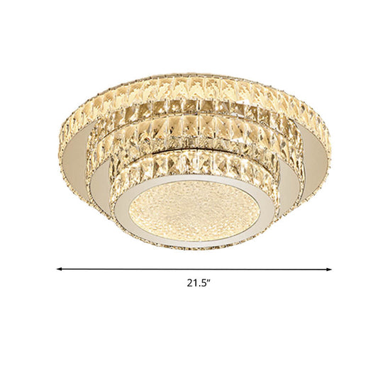 Modern White Led Flush Light Fixture - 18’/21.5’ Three - Tiered Design