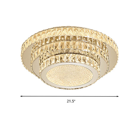Modern White Led Flush Light Fixture - 18/21.5 Three-Tiered Design