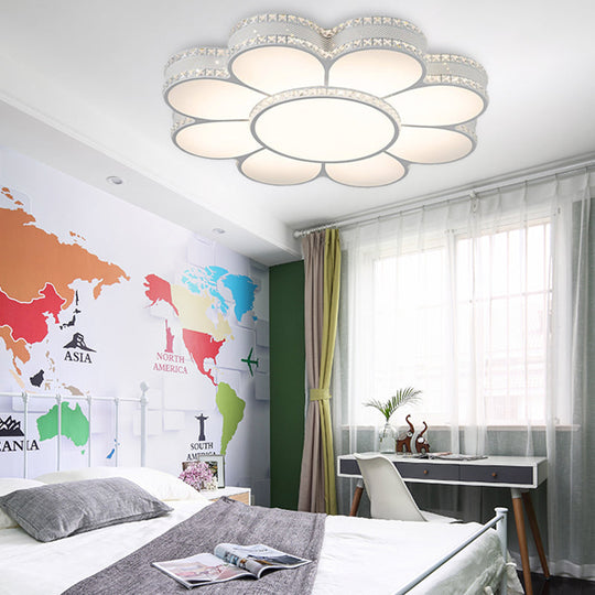 White Led Petal Ceiling Flush Mount Lamp - 19.5’/23.5’/31.5’ Modern Acrylic Warm 3 Color Light