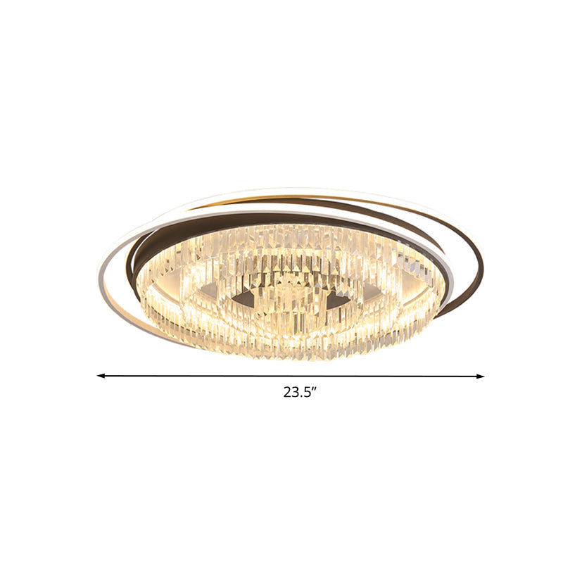 Simple Crystal Led Circular Living Room Flush Light -18/23.5/31.5 W White Light/Remote Control
