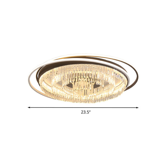 Simple Crystal Led Circular Living Room Flush Light -18/23.5/31.5 W White Light/Remote Control