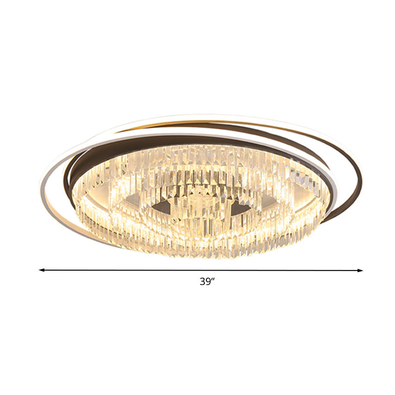 Simple Crystal Led Circular Living Room Flush Light -18/23.5/31.5 W White Light/Remote Control