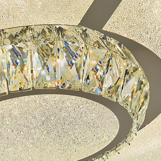 Modern White Clear Crystal Glass Flower Flush Mount Led Ceiling Light - 14’/18’/23.5’