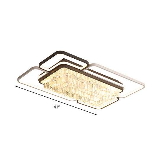 35.5’/41’ W Geometric Flush Mount Crystal Led Living Room Light - Black & White Stepless