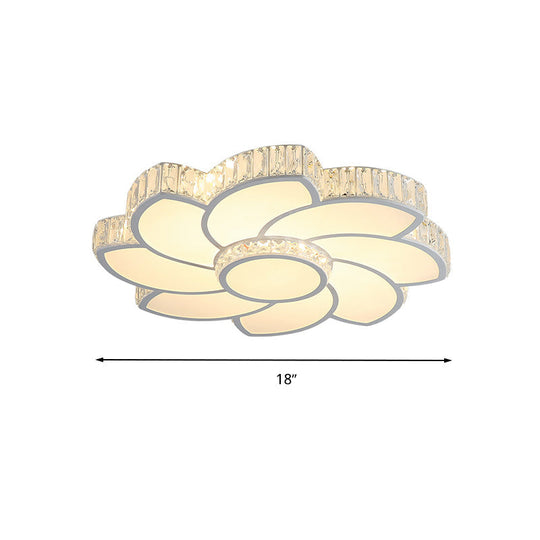 Modern Crystal Ceiling Lamp - Smart Led Flush Mount Light 18’/24’ Wide Warm/White