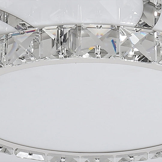 Modern Crystal Ceiling Lamp - Smart Led Flush Mount Light 18’/24’ Wide Warm/White