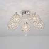 Sleek Crystal Semi-Flush Mount Light Fixture For Living Room - 3/5 Lights Globe Simple Chrome Design