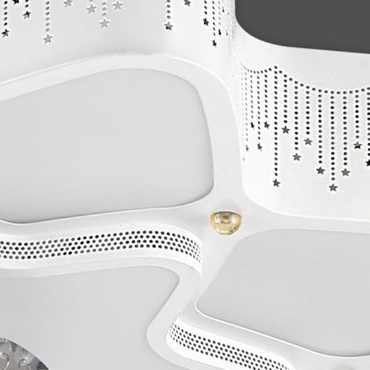 Modern White Led Flower Crystal Ceiling Lamp – 21’/24.5’/31.5’ Flush Mount For Living Room