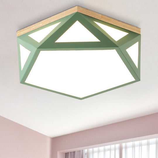 Geometric Acrylic Led Flush Light With Multiple Sizes And Color Options For Bedroom Ceiling - Modern