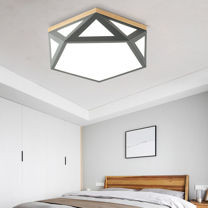 Geometric Acrylic Led Flush Light With Multiple Sizes And Color Options For Bedroom Ceiling -