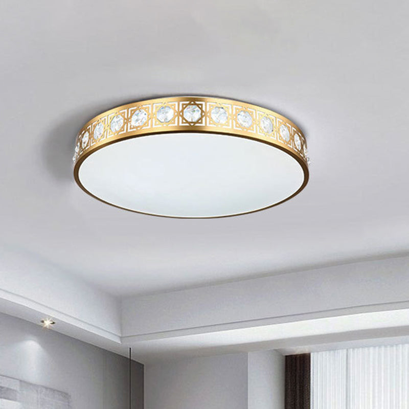 Modern Led Flush Mount Crystal Ceiling Lamp For Bedroom - 3 Sizes Available Brass / 12