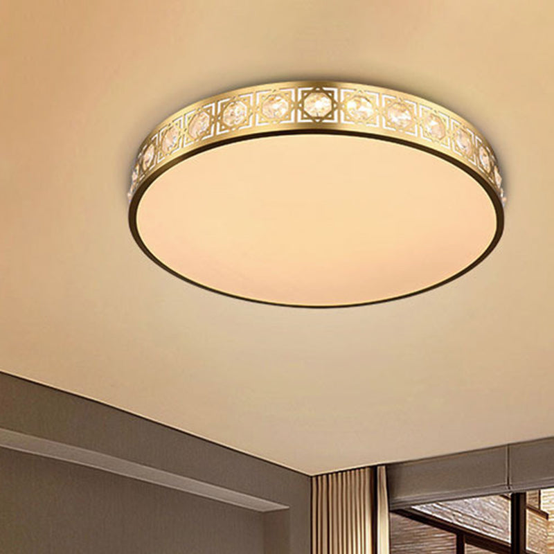 Modern Led Flush Mount Crystal Ceiling Lamp For Bedroom - 3 Sizes Available