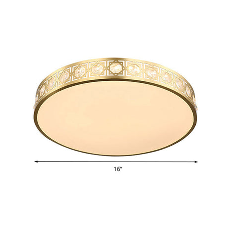 Modern Led Flush Mount Crystal Ceiling Lamp For Bedroom - 3 Sizes Available