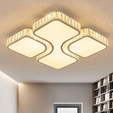 Contemporary Geometric Crystal Block Ceiling Light - Led Flush Mount 16/16.5/35.5 W White/3 Color