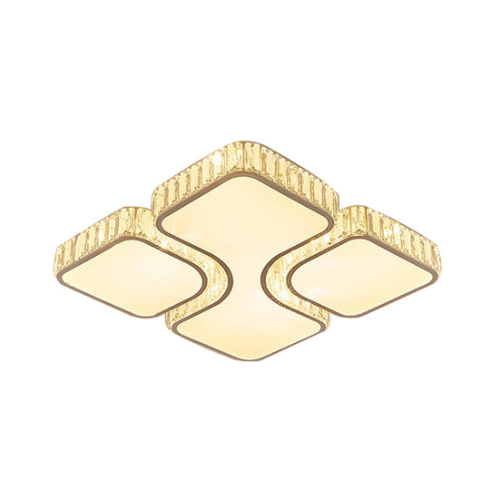 Contemporary Geometric Crystal Block Ceiling Light - Led Flush Mount 16/16.5/35.5 W White/3 Color