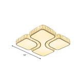 Contemporary Geometric Crystal Block Ceiling Light - Led Flush Mount 16/16.5/35.5 W White/3 Color