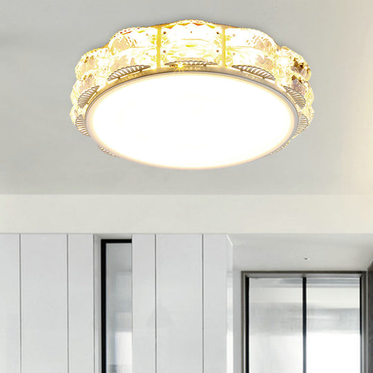 Modern Led Crystal Flush Mount Spotlight In Black/White - Round/Square Corridor Lighting