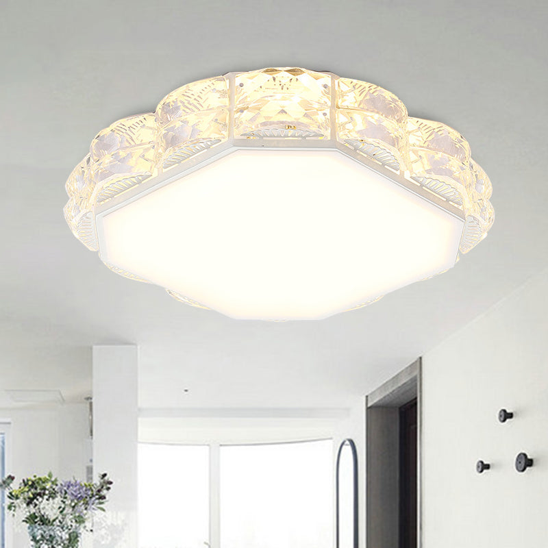Modern Led Crystal Flush Mount Spotlight In Black/White - Round/Square Corridor Lighting White /