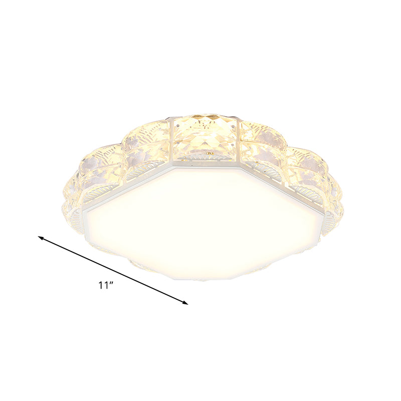 Modern Led Crystal Flush Mount Spotlight In Black/White - Round/Square Corridor Lighting