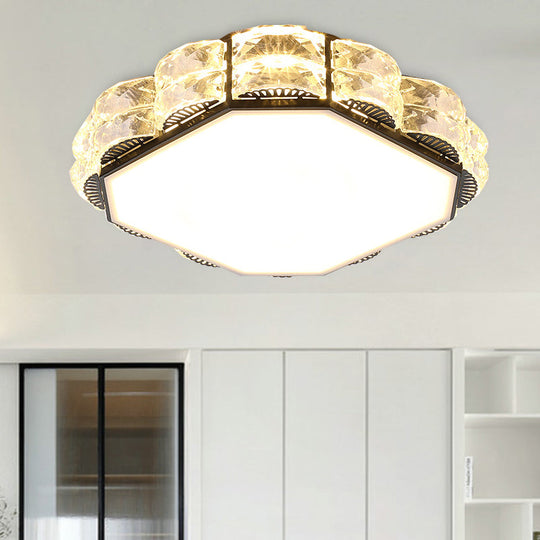 Modern Led Crystal Flush Mount Spotlight In Black/White - Round/Square Corridor Lighting Black /