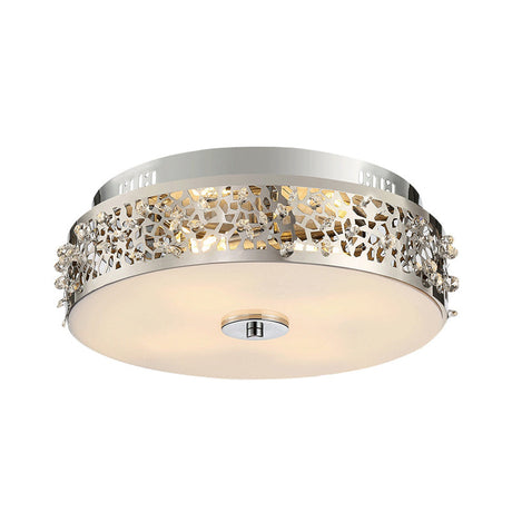 Simple Silver Crystal Flushmount With 4 Lights - Ideal For Bedrooms
