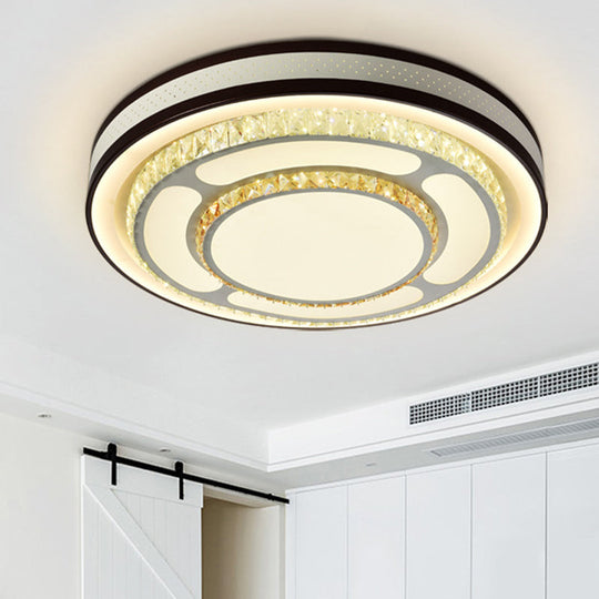 Modern Crystal Led Flush Mount Ceiling Light In White - 19.5/31.5 Diameter / 19.5