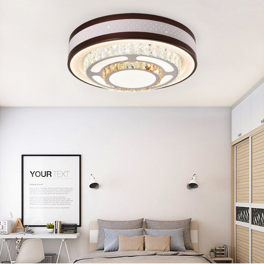 Modern Crystal Led Flush Mount Ceiling Light In White - 19.5/31.5 Diameter