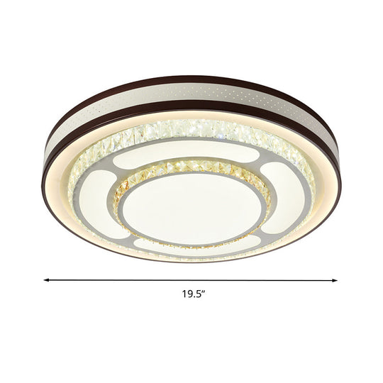 Modern Crystal Led Flush Mount Ceiling Light In White - 19.5’/31.5’ Diameter