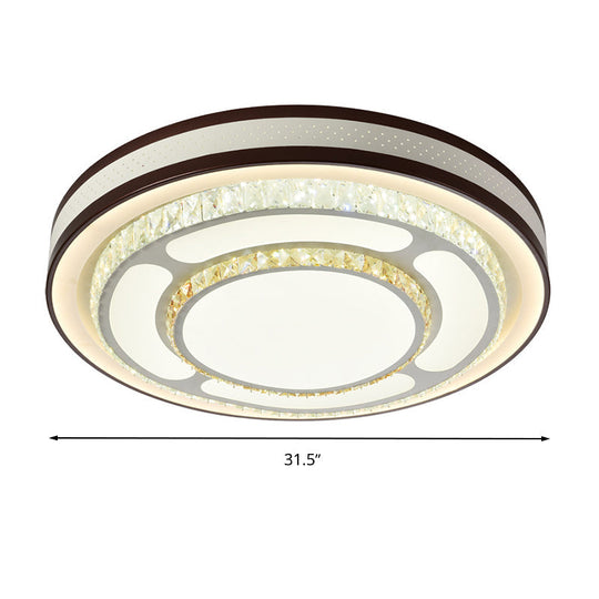 Modern Crystal Led Flush Mount Ceiling Light In White - 19.5’/31.5’ Diameter