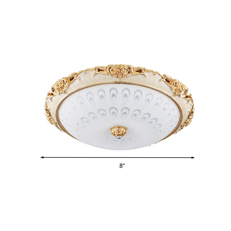 Dome Flush Mount Led Ceiling Light In Modern White Glass - 8’/12’/16’ Wide Gold/Silver Finish