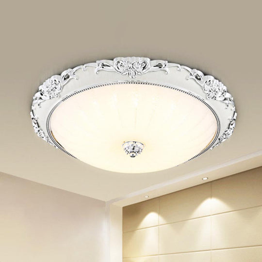 Dome Flush Mount Led Ceiling Light In Modern White Glass - 8’/12’/16’ Wide Gold/Silver Finish